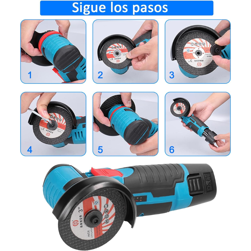 Kit Amoladora Angular 4 en 1 Inalámbrica + 2 Batería 12V