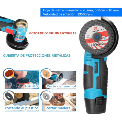 Kit Amoladora Angular 4 en 1 Inalámbrica + 2 Batería 12V
