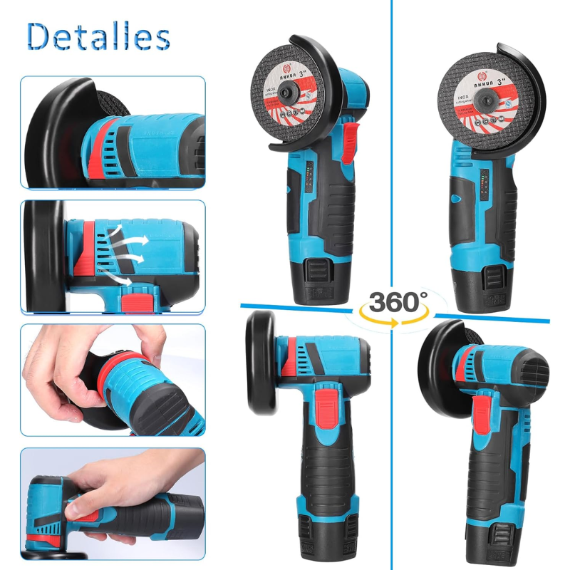 Kit Amoladora Angular 4 en 1 Inalámbrica + 2 Batería 12V