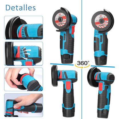 Kit Amoladora Angular 4 en 1 Inalámbrica + 2 Batería 12V