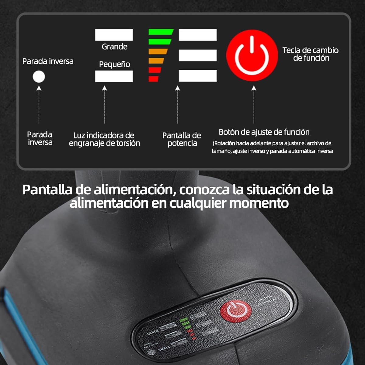 Llave Pistola De Impacto Inalámbrica + Kit Súper Completo con 2 Baterías