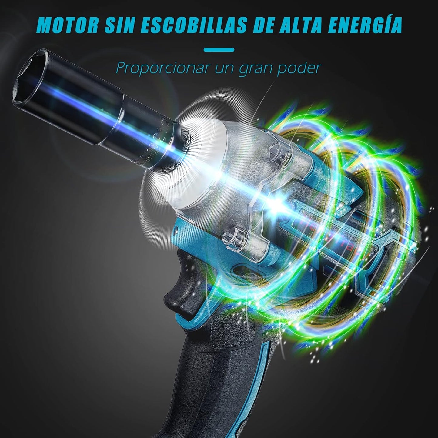 Llave Pistola De Impacto Inalámbrica + Kit Súper Completo con 2 Baterías