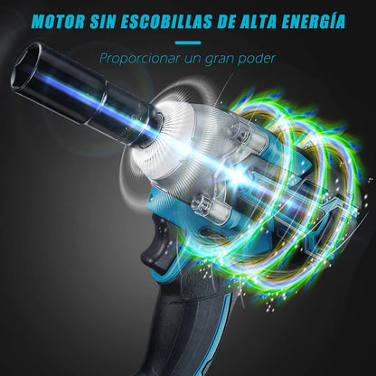 Llave Pistola De Impacto Inalámbrica + Kit Súper Completo con 2 Baterías