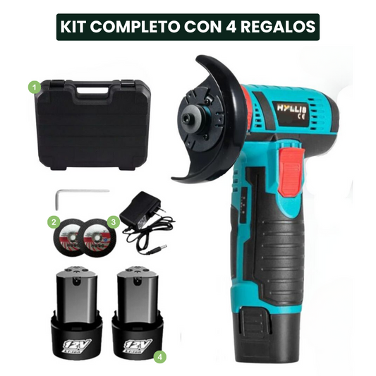 Kit Amoladora Angular 4 en 1 Inalámbrica + 2 Batería 12V
