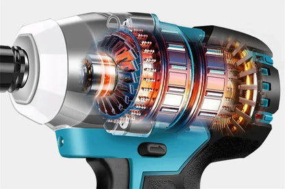Llave Pistola De Impacto Inalámbrica + Kit Súper Completo con 2 Baterías